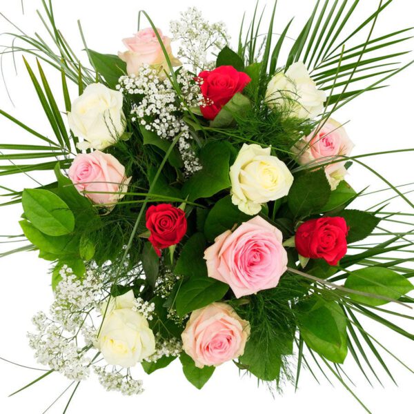 Bloemen - Boeket Rozen Roze-Wit