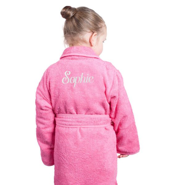 Kinderbadjas borduren - Roze - 110/116