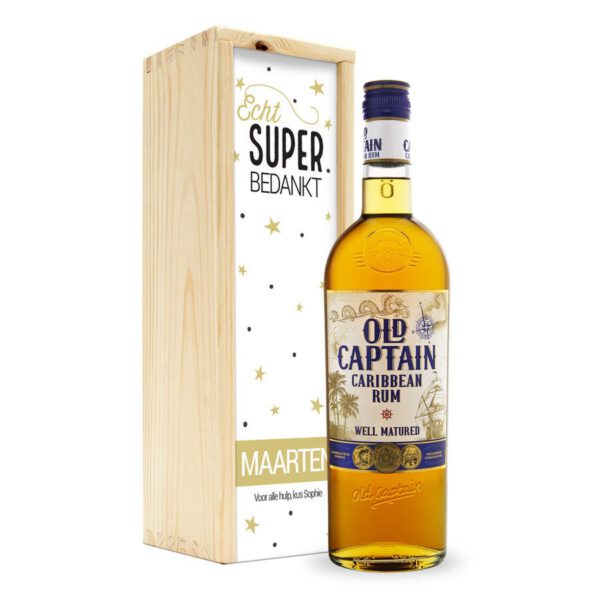 Rum in bedrukte kist - Old Captain (bruin)