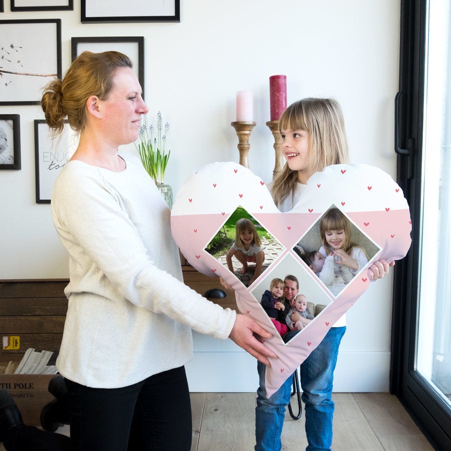 Moederdag volledig bedrukt kussen - Hart - Velours (80x80)