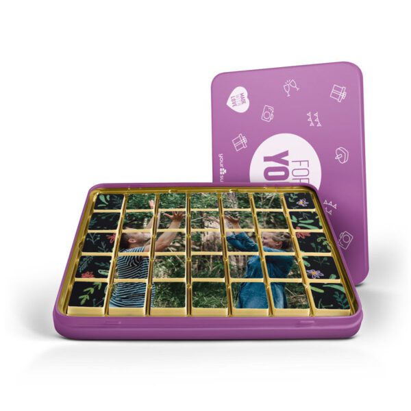 Foto op chocolaatjes in geschenkblik - 35 stuks