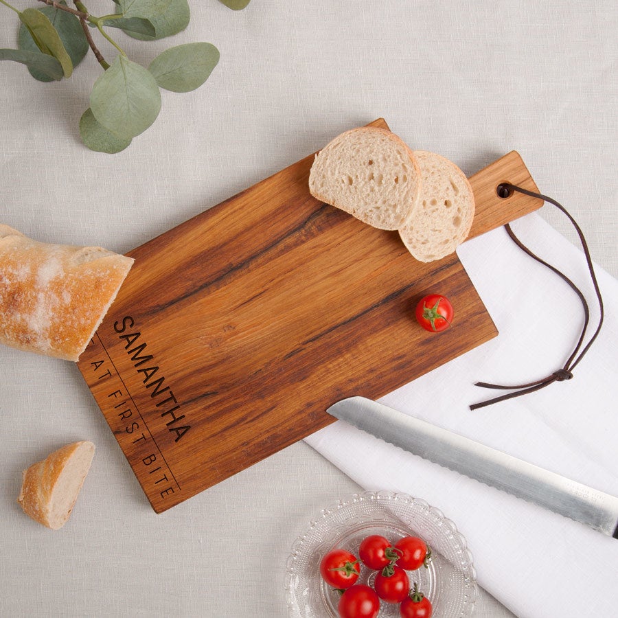 Houten broodplank graveren - Teak - Rechthoek - Staand (S)