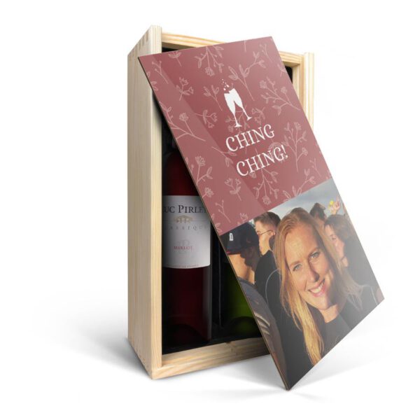 Wijnpakket in bedrukte kist - Luc Pirlet - Merlot en Sauvignon Blanc