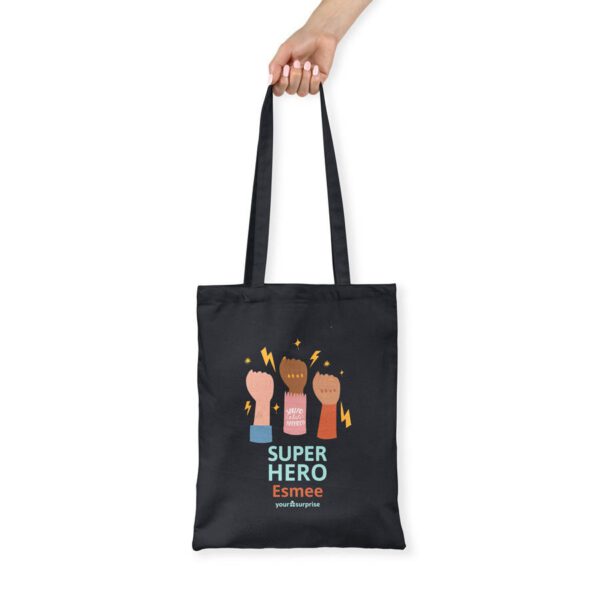 Linnen tas bedrukken - Zwart - Superhelden