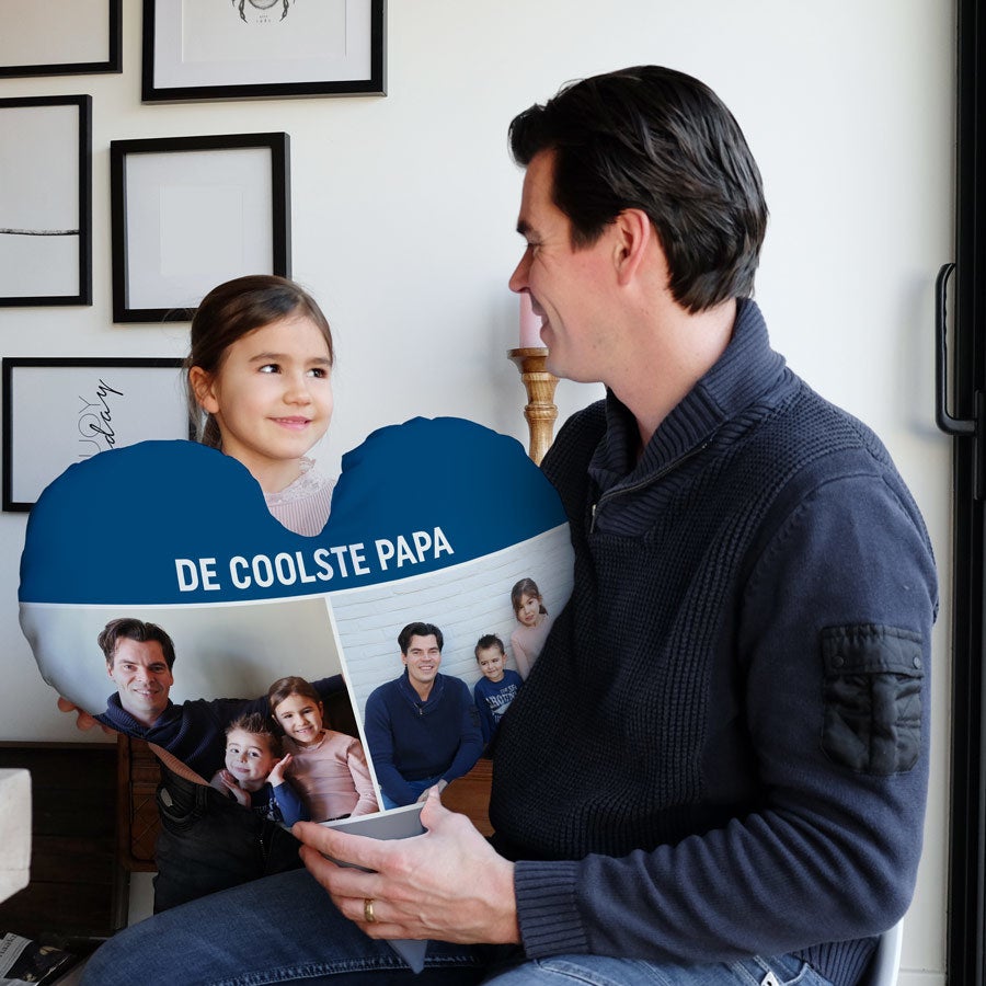 Vaderdag volledig bedrukt kussen - Hart - Velours (60x60)