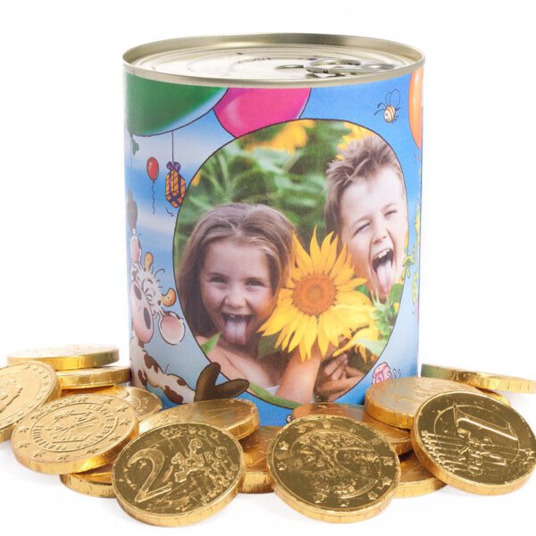 Snoepblik bedrukken - Chocolade munten