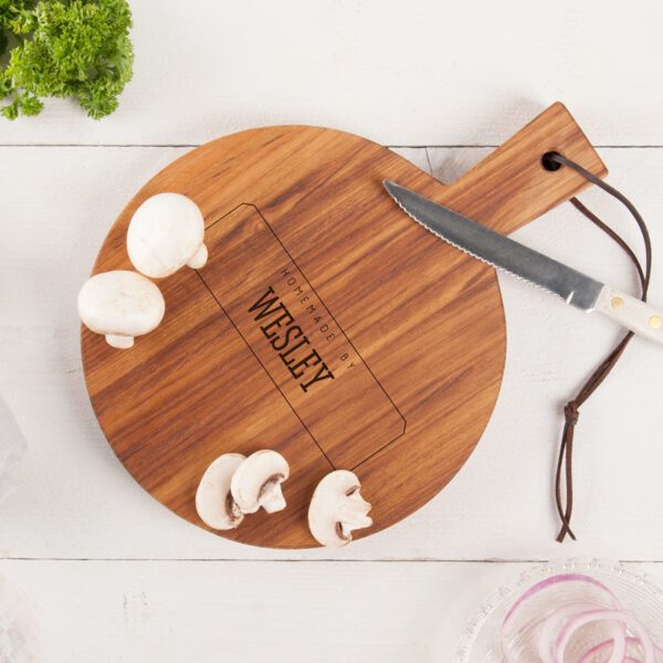 Houten snijplank graveren - Teak - Rond (S)