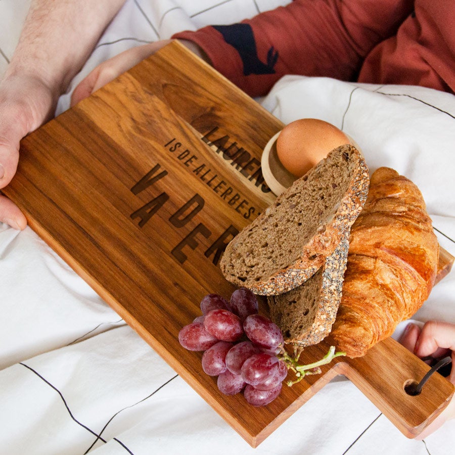 Vaderdag broodplank graveren - Teak