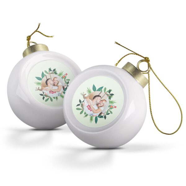 Keramieken kerstbal bedrukken (2 stuks)