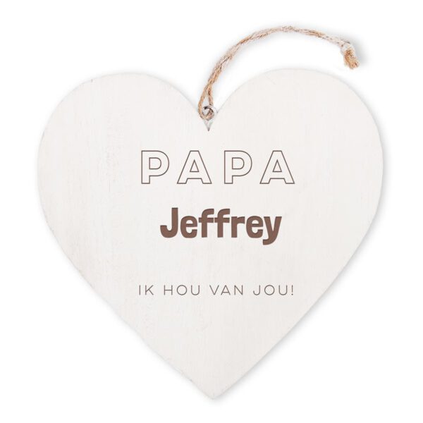 Houten hart met naam graveren - Vaderdag