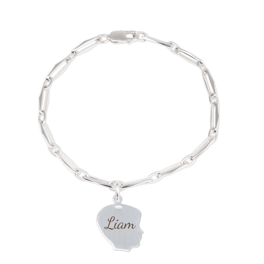 Zilveren bedelarmband graveren - Kinderkopje - Jongetje