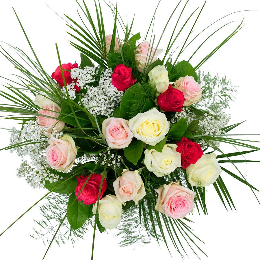 Bloemen - Boeket Rozen Roze-Wit