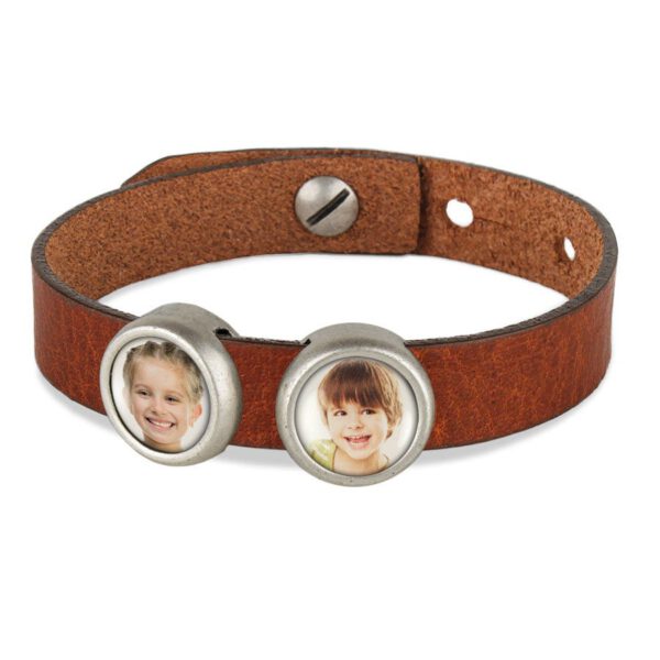 Slider armband met foto - Bruin - 2 foto&apos;s