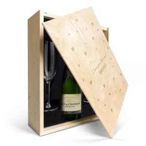 Champagnepakket met glazen - Moët & Chandon Brut - Gegraveerde deksel