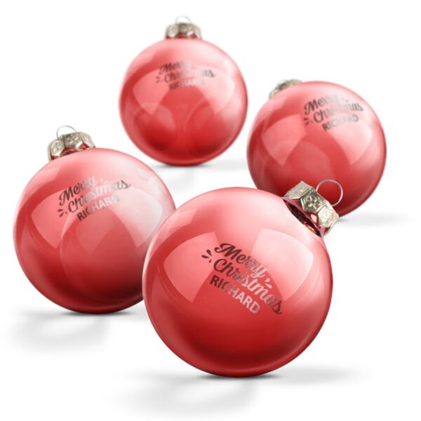 Glazen kerstbal met naam - Rood (4 stuks)