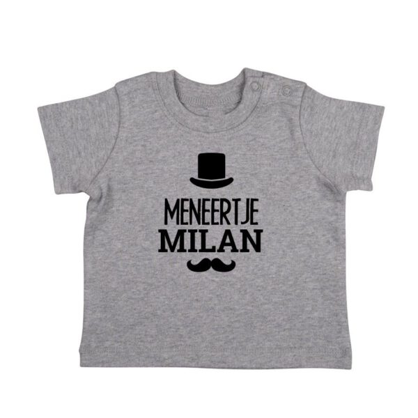 Baby shirt bedrukken - Korte mouw - Grijs melange - 62/68