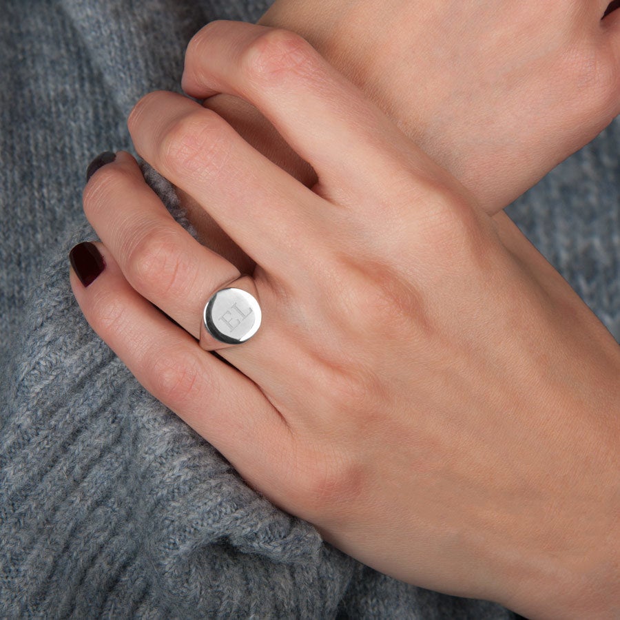 Zilveren zegelring graveren - Dames - Maat 16,5