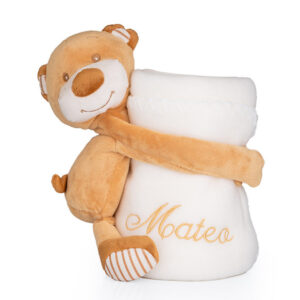 Geborduurde Baby Deken Met Teddybeer 75x100 cm