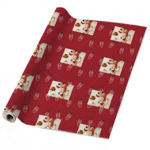 Gepersonaliseerd cadeaupapier met "rood licht" kerstontwerp Inpakpapier bedrukken met eigen ontwerp