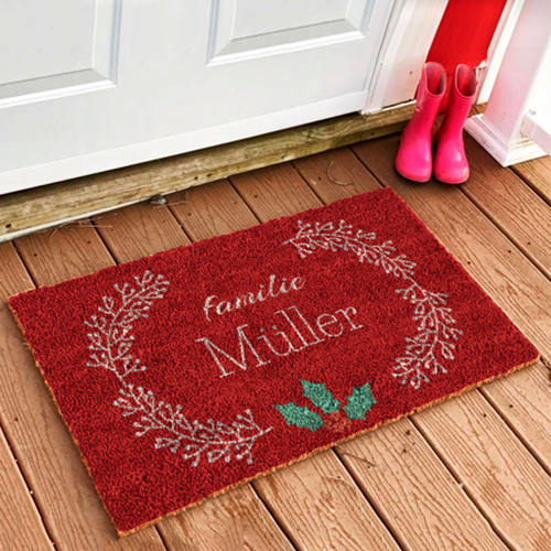 Kerstdeurmat met Naam Kokosmat bedrukken 70 x 40 cm Deurmat met foto bedrukken 100% kokosvezel