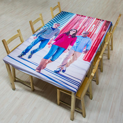 Tafelzeil met foto en tekst bedrukken 100 x 140 cm Pvc