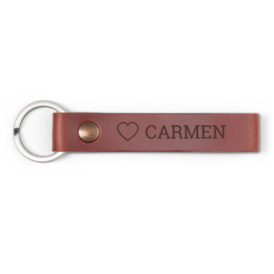 Luxe leren sleutelhanger graveren - Bruin