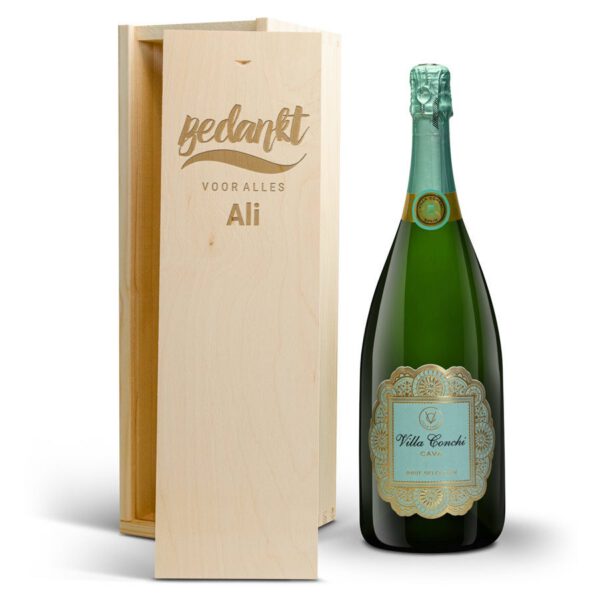 Cava in gegraveerde kist - Villa Conchi (Magnum)