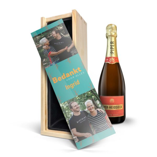 Champagne in bedrukte kist - Piper Heidsieck Brut (750ml)