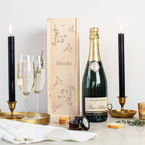 Champagne in gegraveerde kist - René Schloesser (750ml)