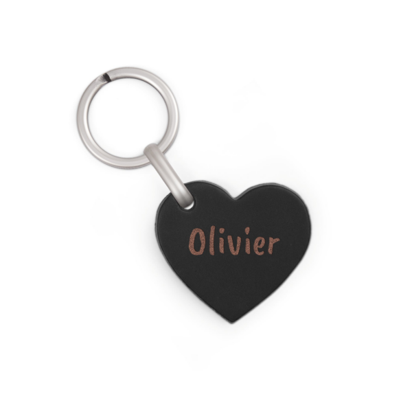 Leren sleutelhanger graveren - Hart - Zwart