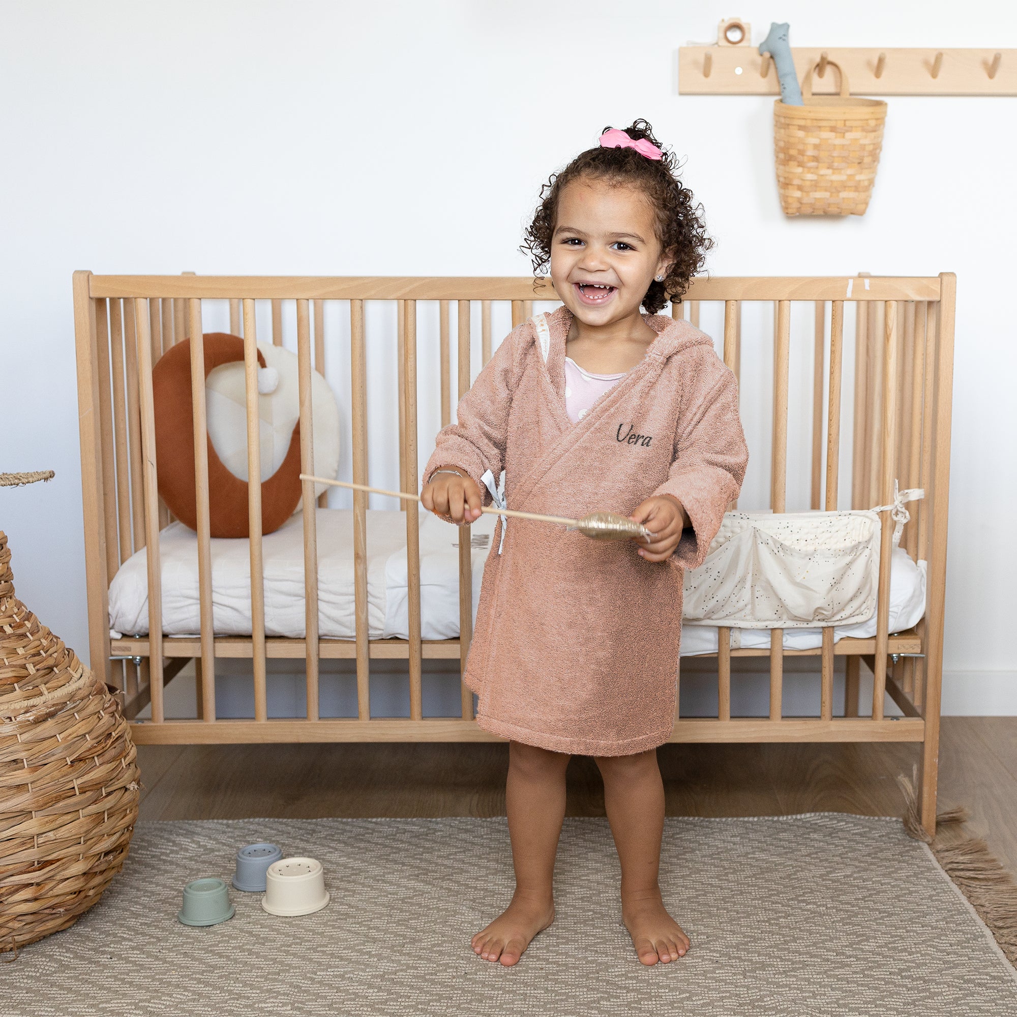 Babybadjas met naam borduren - 62/68 - Roze