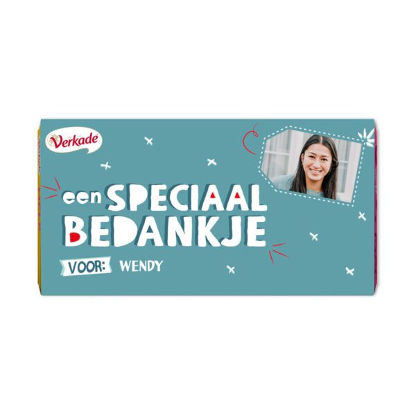 Verkade chocoladereep bedrukken - Bedankje (Melk)