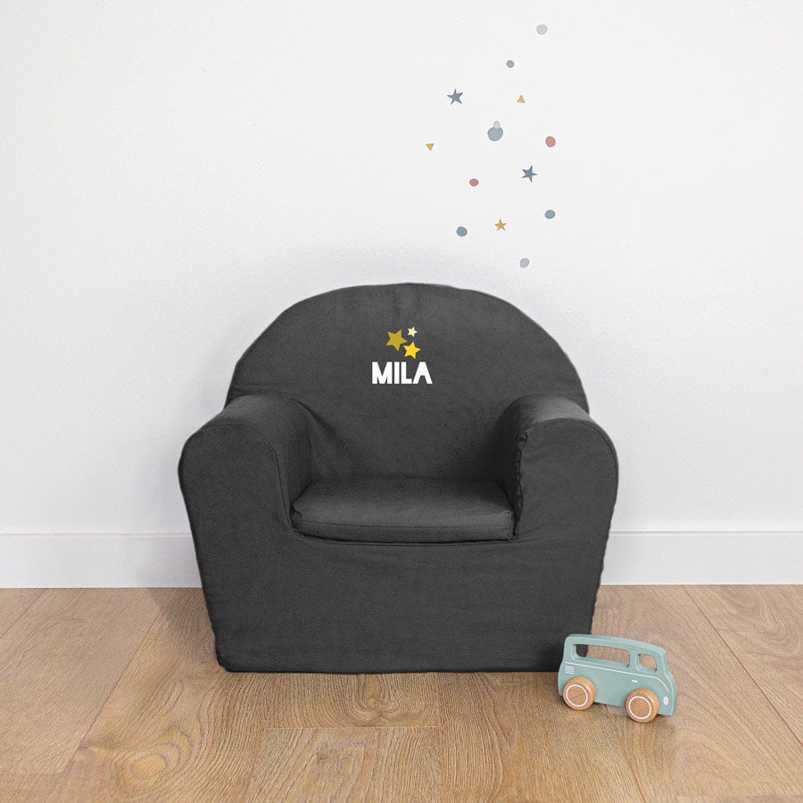 Kinderfauteuil met naam bedrukken - Grijs