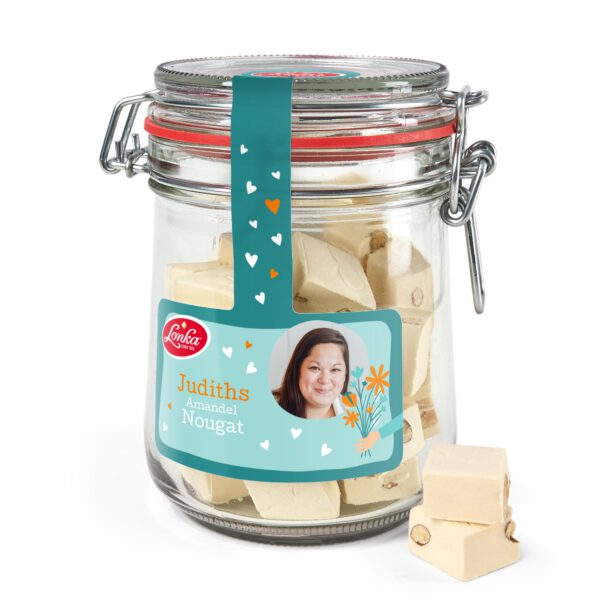Snoeppot bedrukken - Nougat met amandelen