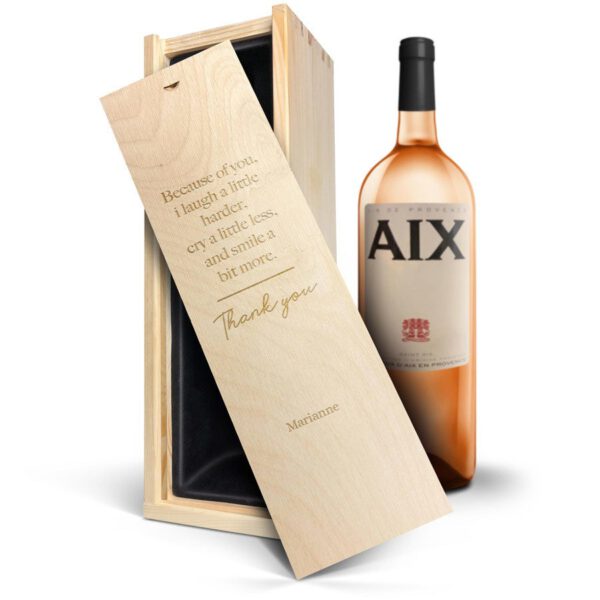 Wijn in gegraveerde kist - AIX rosé (Magnum)
