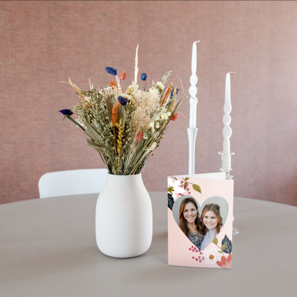 Droogbloemen boeket kleur met gepersonaliseerde kaart