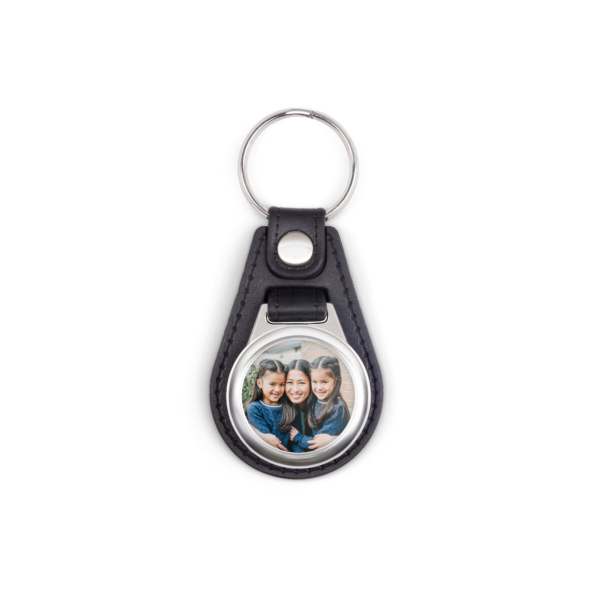 Sleutelhanger met foto bedrukken - Leer - Rond