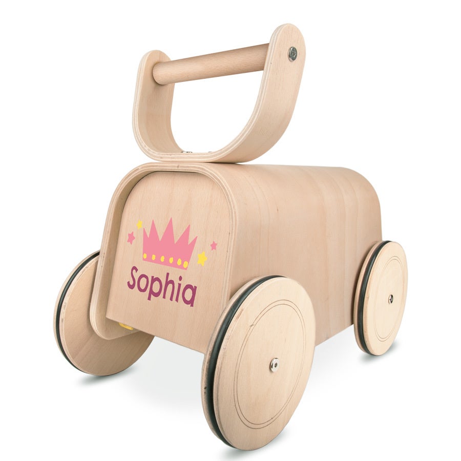 Houten speelgoed met naam - Loopauto 3-in-1