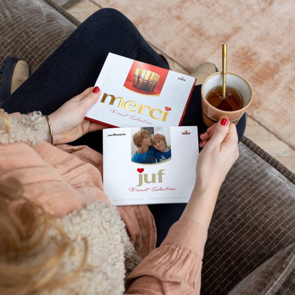 merci Finest Selection chocolade mix met gepersonaliseerde kaart - Juf / Meester