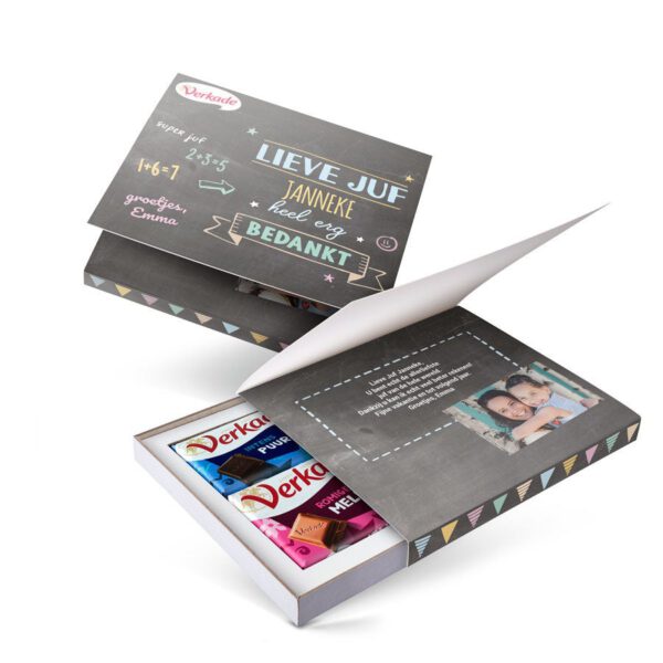 Verkade giftbox bedrukken - Juf / Meester (2 repen)