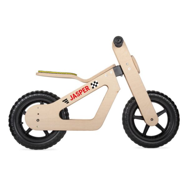 Houten loopfiets bedrukken