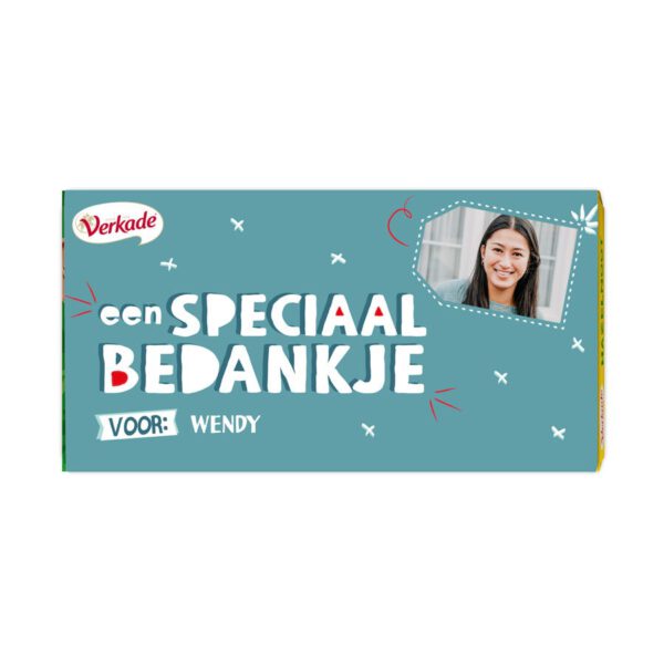 Verkade chocoladereep bedrukken - Bedankje (Hazelnoot)