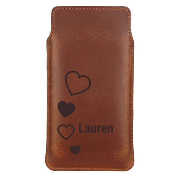 Leren telefoonhoesje met naam en/of tekst - M