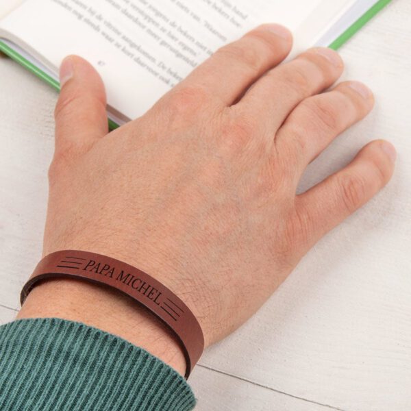 Leren armband graveren - Vaderdag - Bruin