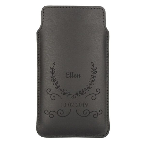 Leren telefoonhoesje met naam en/of tekst - S