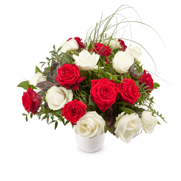Bloemen - Boeket Rozen Rood-Wit (Groot)