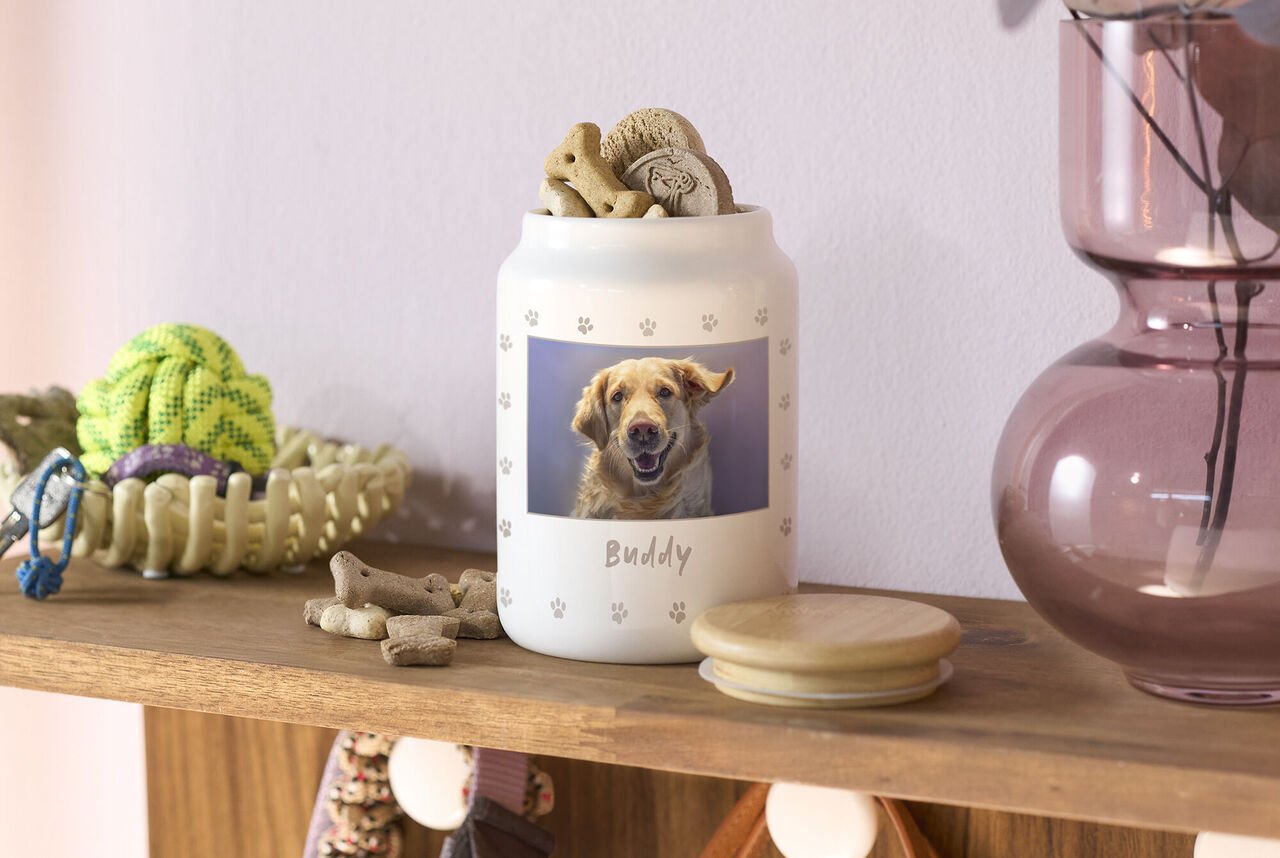 Foto-koekjespot voor huisdieren maken & bestellen bedrukken met eigen foto