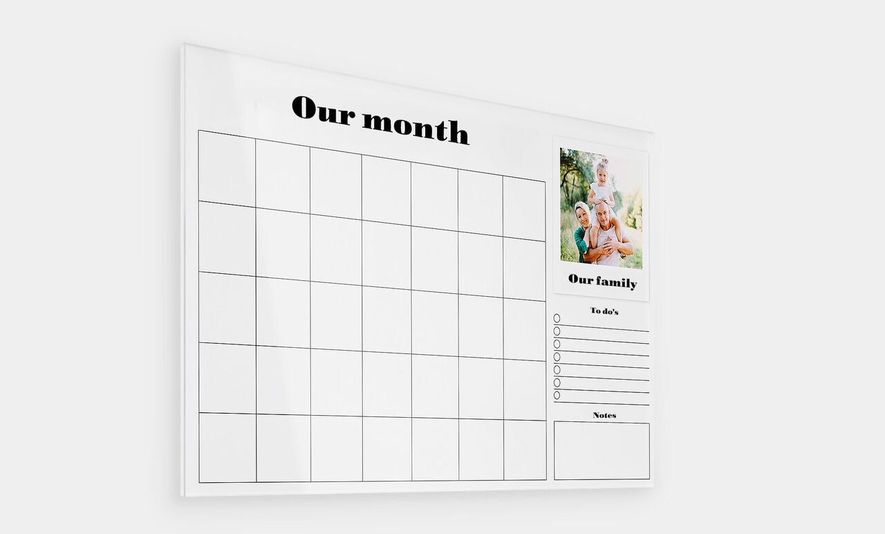 Familieplanner op acrylglas bedrukken met eigen foto
