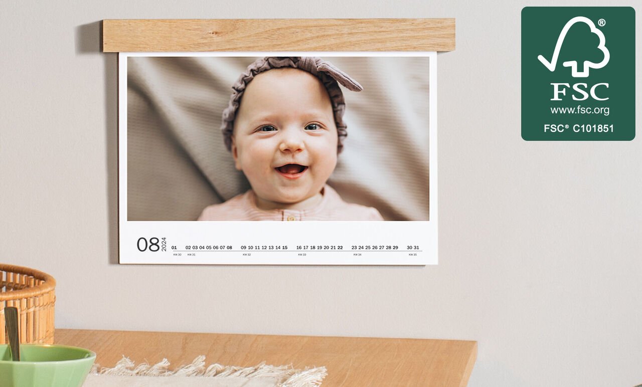 Wandkalender met ophangsysteem bedrukken met eigen foto